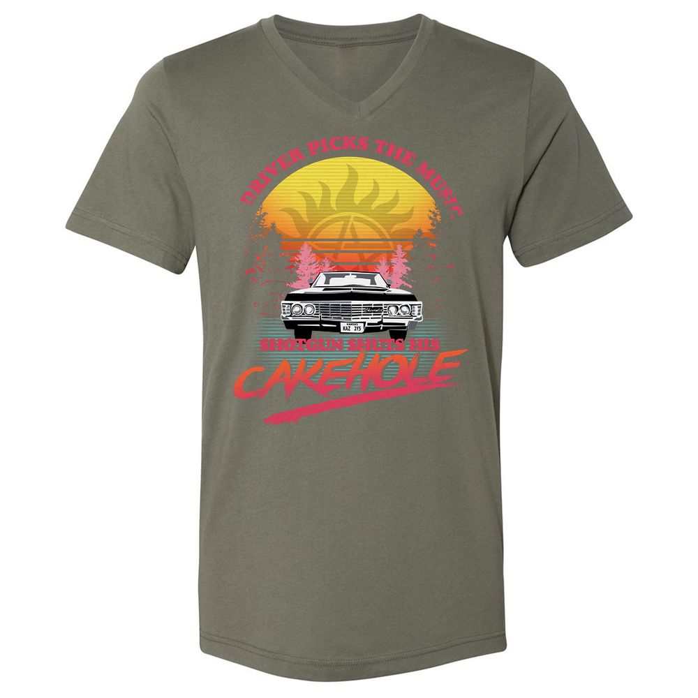 Unisex V-Neck T-Shirt - BB5UDQZY - Military Green - 10