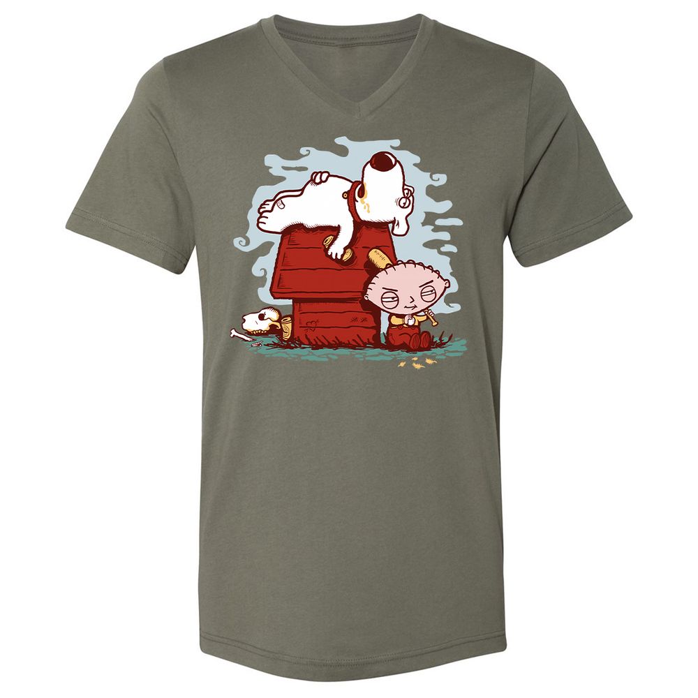 Unisex V-Neck T-Shirt - DE8JU9S1 - Military Green - 10