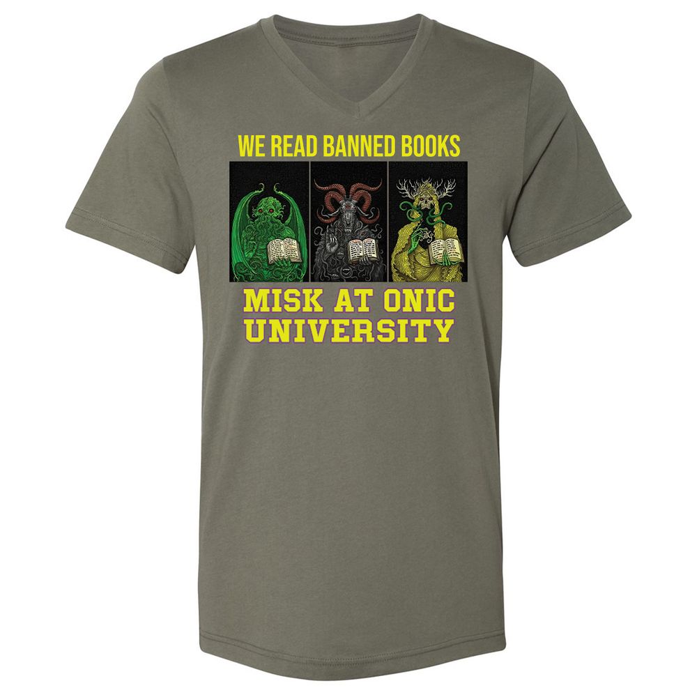 Unisex V-Neck T-Shirt - QBX7UKF6 - Military Green - 10