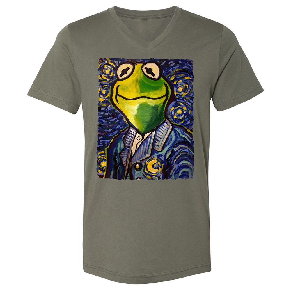 Unisex V-Neck T-Shirt - 6FKS3H8N - Military Green - 10