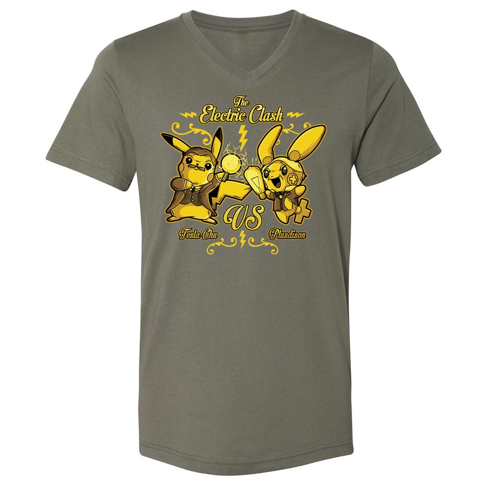 Unisex V-Neck T-Shirt - QWFGCXPK - Military Green - 10