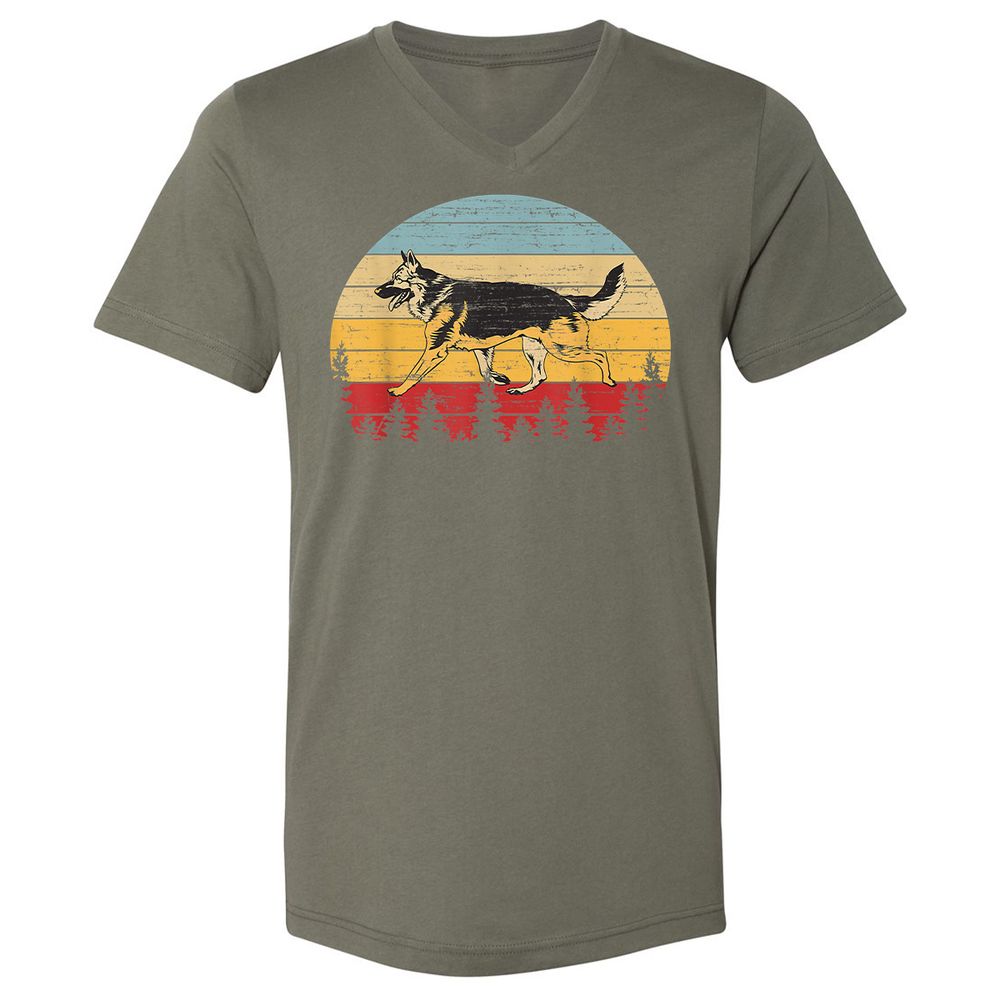Unisex V-Neck T-Shirt - TK94UEH9 - Military Green - 10