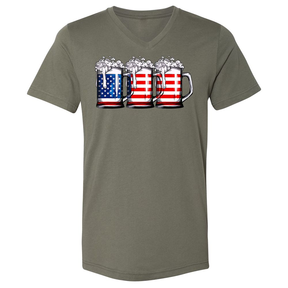 Unisex V-Neck T-Shirt - BJGR3HND - Military Green - 10