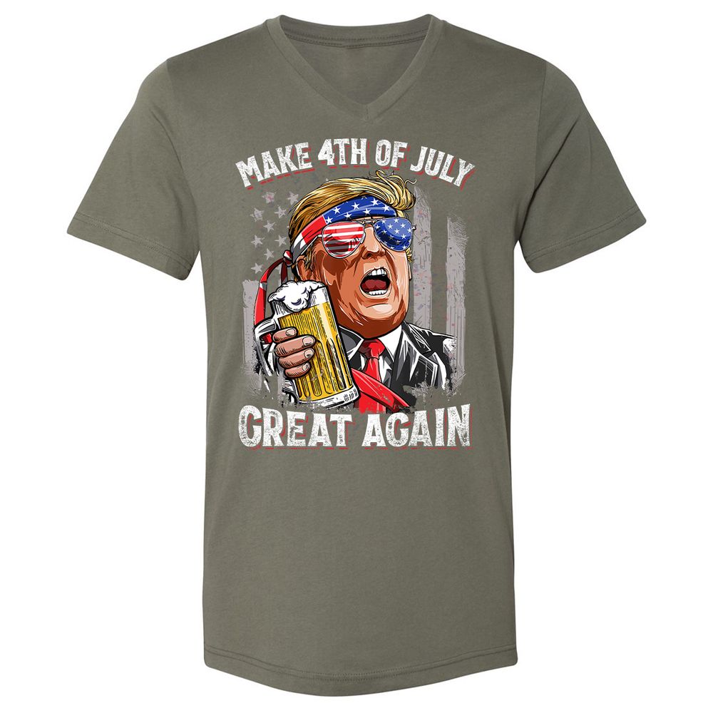 Unisex V-Neck T-Shirt - 76F9U3NA - Military Green - 10