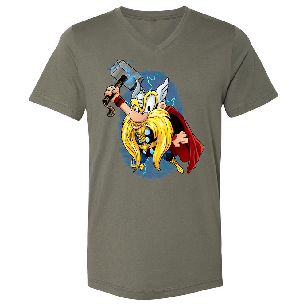 Unisex V-Neck T-Shirt - ZCFCHX2L - Military Green - 10