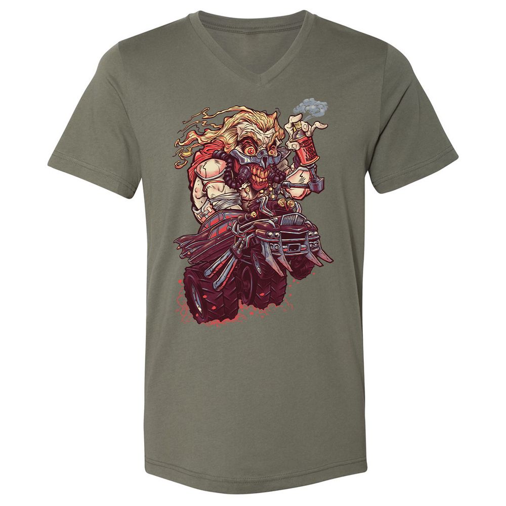 Unisex V-Neck T-Shirt - HW6J1GAG - Military Green - 10