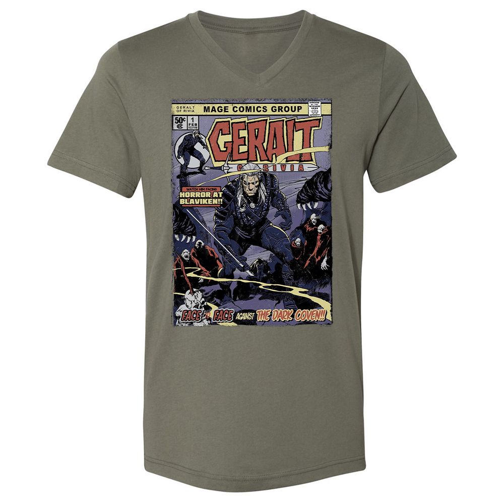 Unisex V-Neck T-Shirt - LJC29JX4 - Military Green - 10