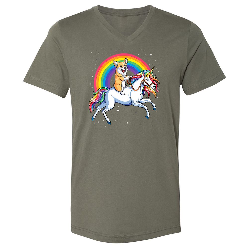 Unisex V-Neck T-Shirt - 8DJY7FKP - Military Green - 10
