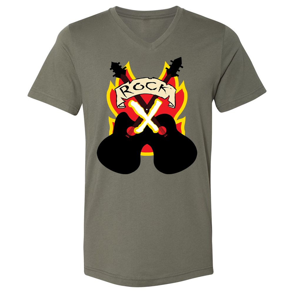 Unisex V-Neck T-Shirt - QAJMSDKZ - Military Green - 10