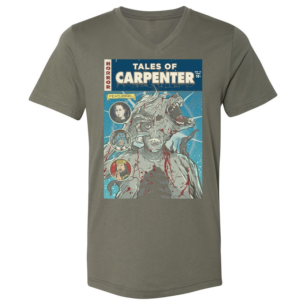 Unisex V-Neck T-Shirt - QNHU2TYU - Military Green - 10