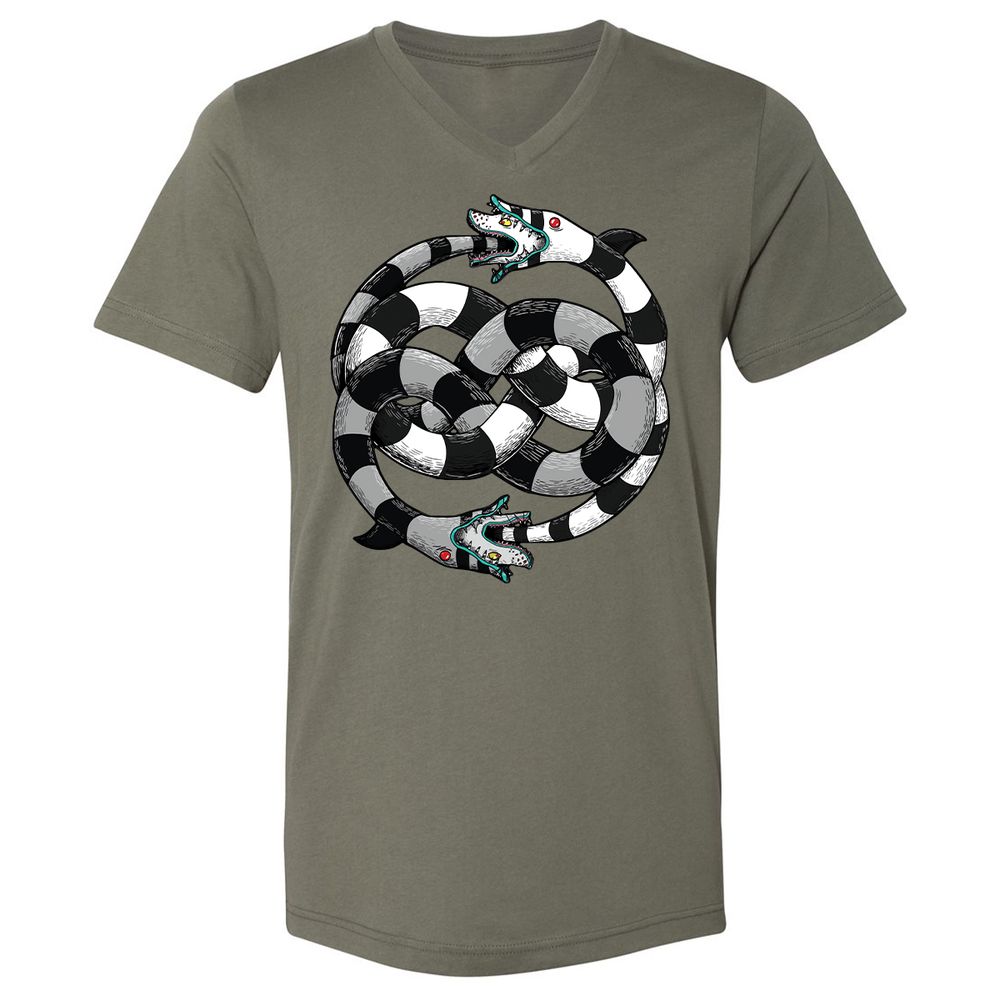 Unisex V-Neck T-Shirt - UXD4TBTZ - Military Green - 10