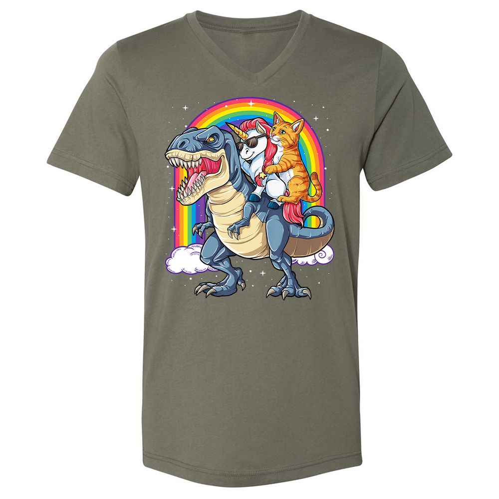 Unisex V-Neck T-Shirt - LEMNXADS - Military Green - 10