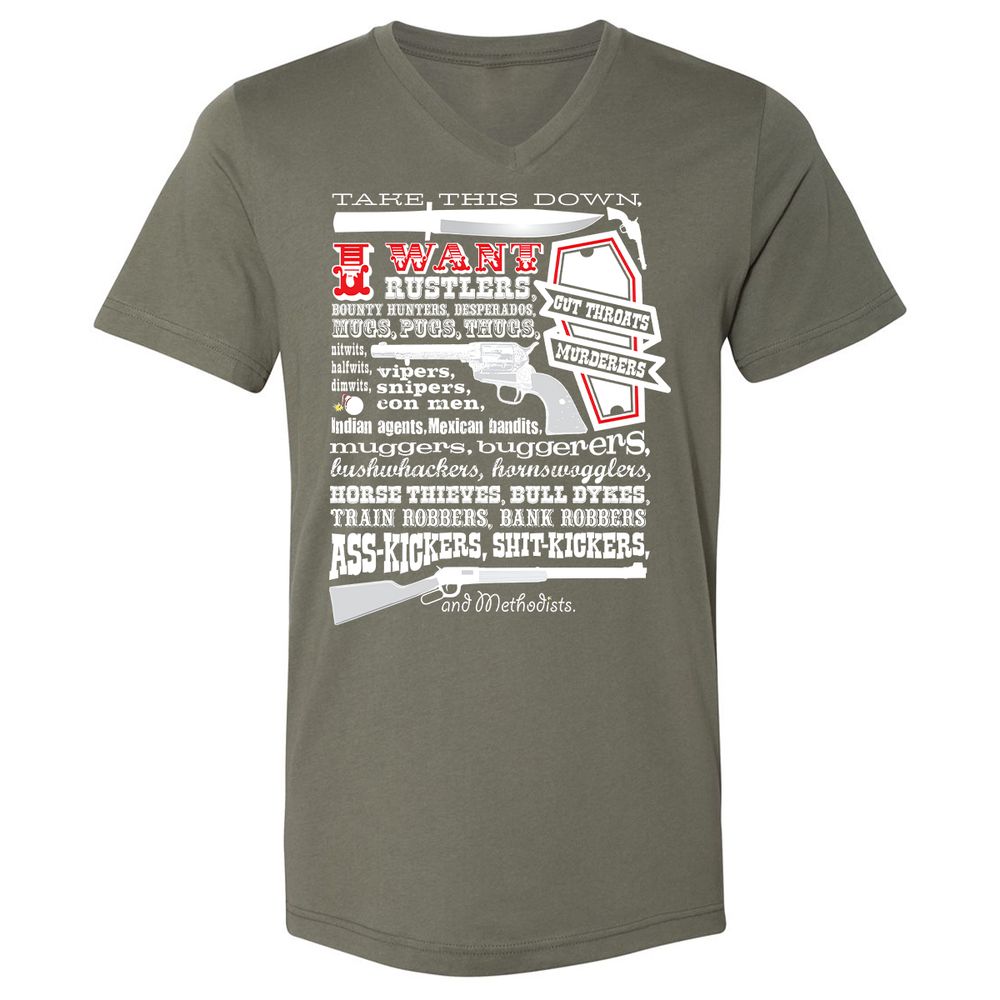 Unisex V-Neck T-Shirt - Y86TS87P - Military Green - 10