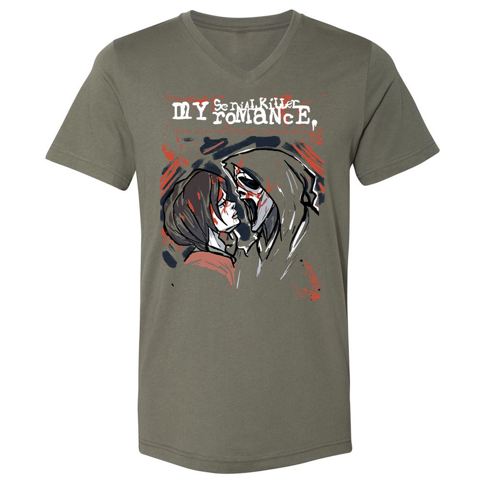 Unisex V-Neck T-Shirt - ZMH1YRED - Military Green - 10