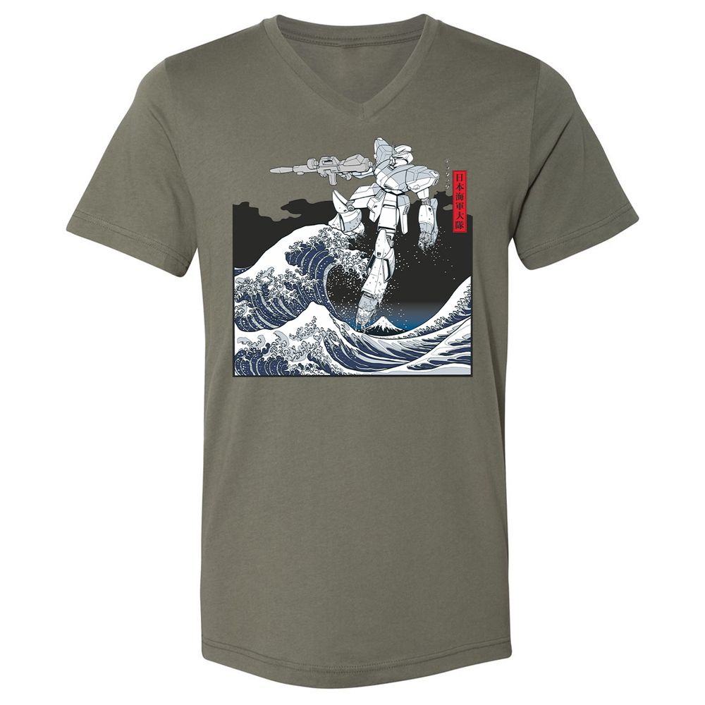 Unisex V-Neck T-Shirt - QGP94BTU - Military Green - 10
