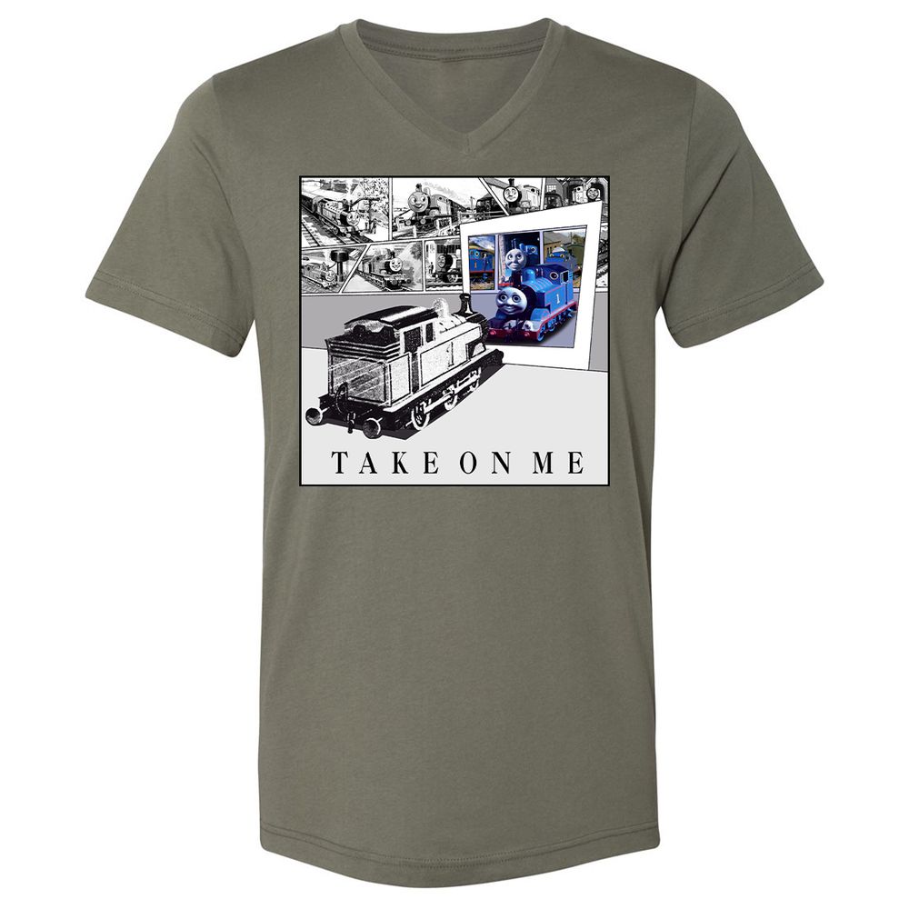 Unisex V-Neck T-Shirt - Q46QBWVE - Military Green - 10