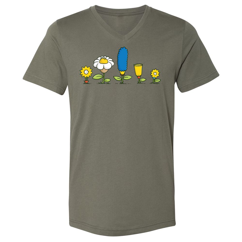 Unisex V-Neck T-Shirt - 4LPBL9XQ - Military Green - 10