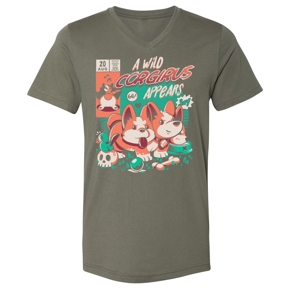 Unisex V-Neck T-Shirt - 3FWEV9N8 - Military Green - 10