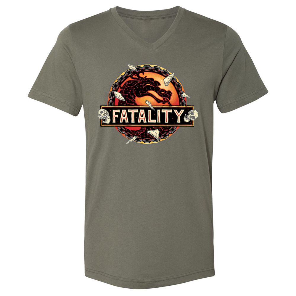 Unisex V-Neck T-Shirt - 4S9BQ194 - Military Green - 10