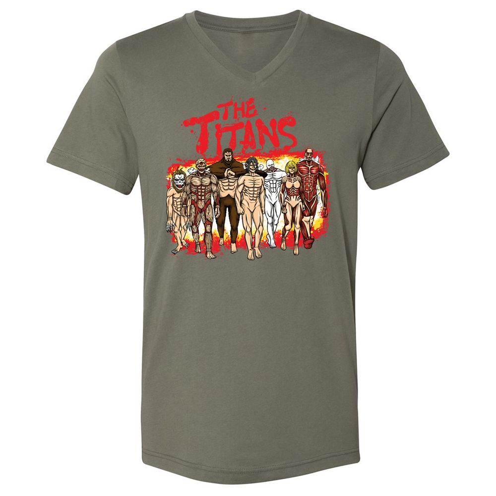 Unisex V-Neck T-Shirt - U3ZXK42X - Military Green - 10