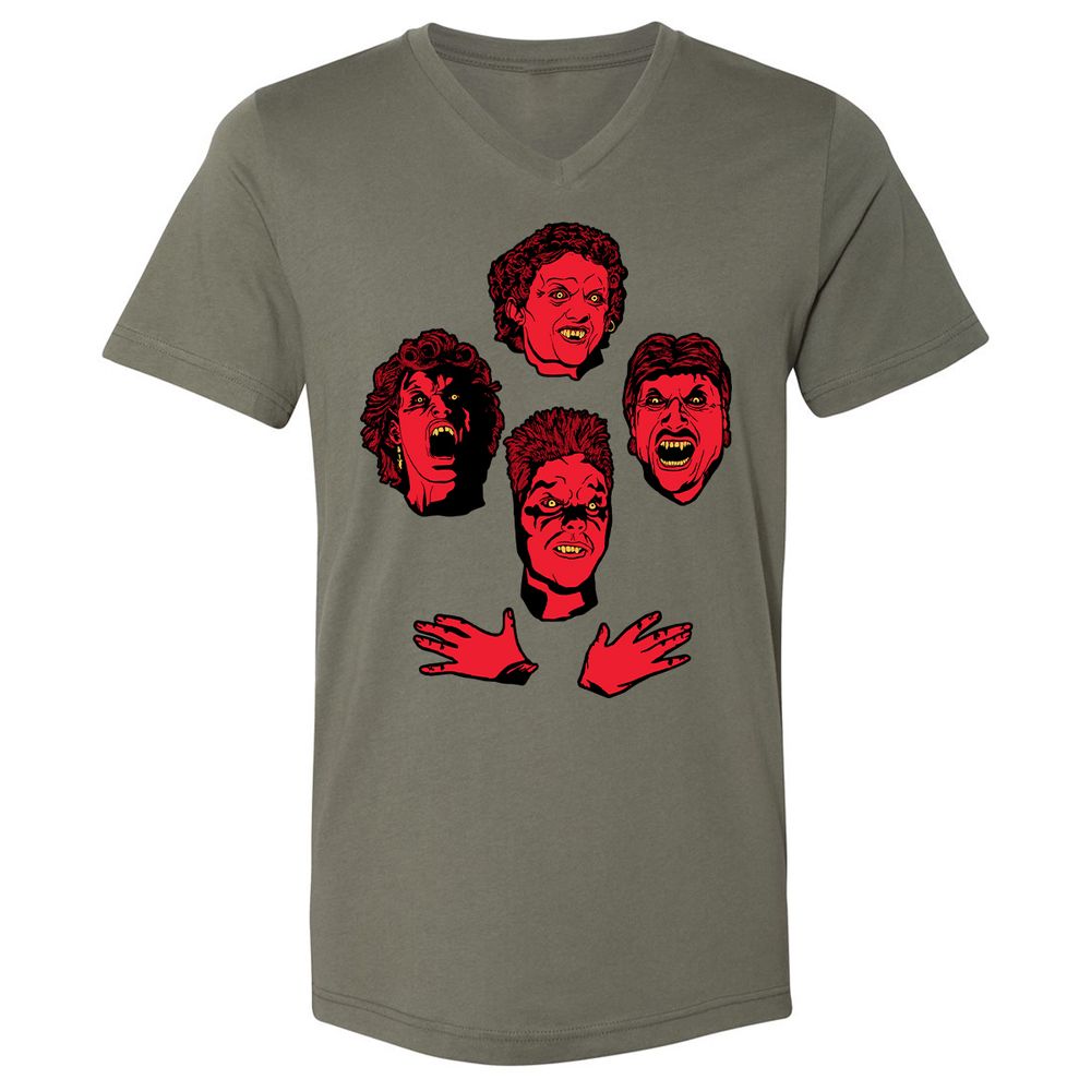 Unisex V-Neck T-Shirt - C6NSK37M - Military Green - 10