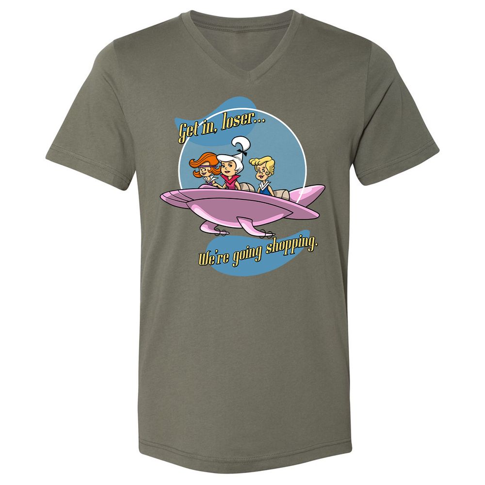 Unisex V-Neck T-Shirt - QCKP9HXC - Military Green - 10