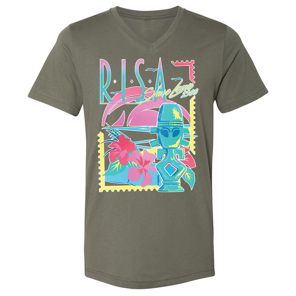 Unisex V-Neck T-Shirt - UJA6FPF9 - Military Green - 10