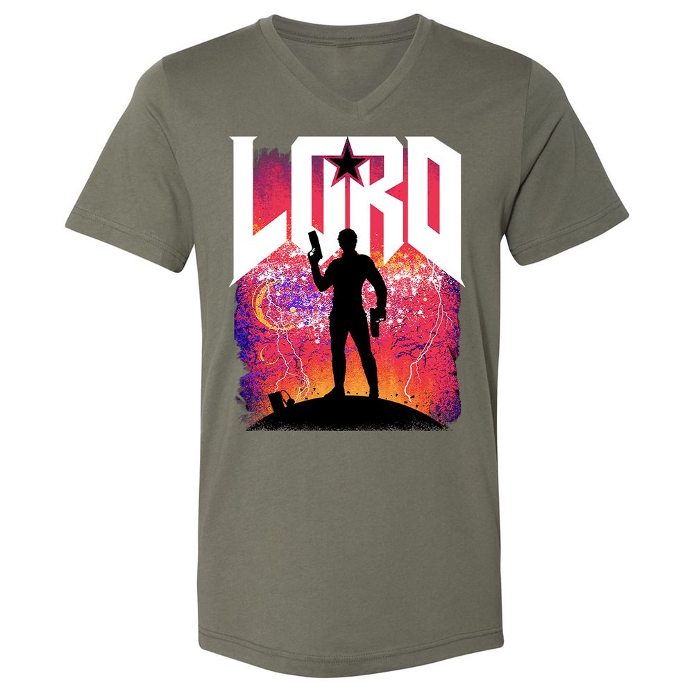 Unisex V-Neck T-Shirt - QVZ86QZ3 - Military Green - 10