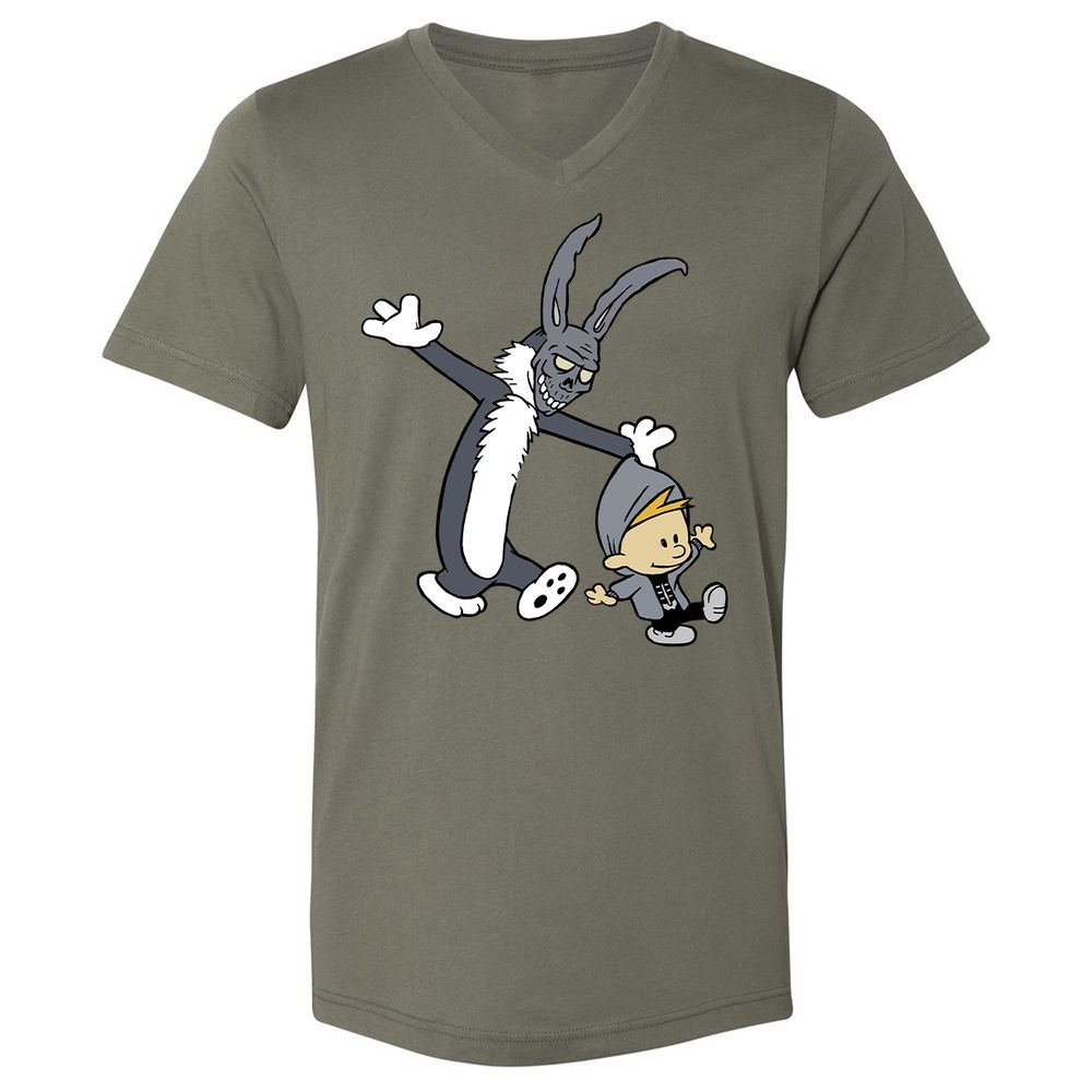 Unisex V-Neck T-Shirt - VQKHLLG6 - Military Green - 10