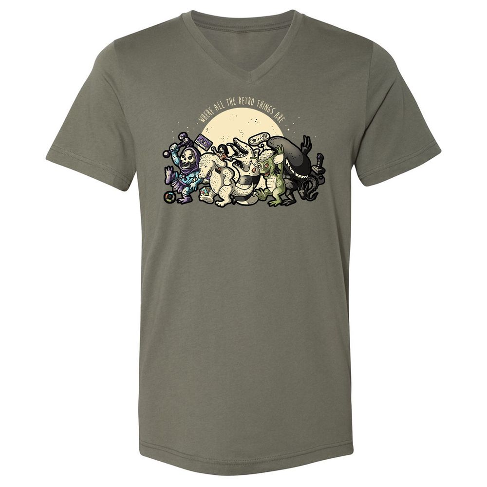 Unisex V-Neck T-Shirt - RWLZCFU3 - Military Green - 10