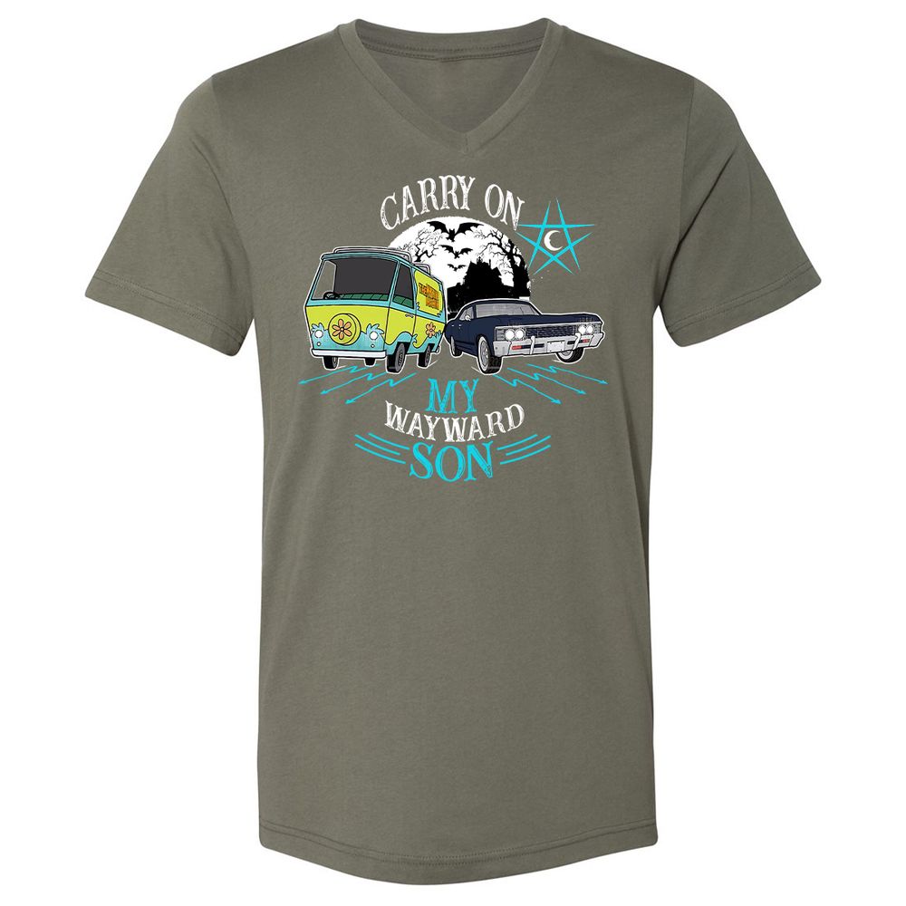 Unisex V-Neck T-Shirt - TZZBD337 - Military Green - 10
