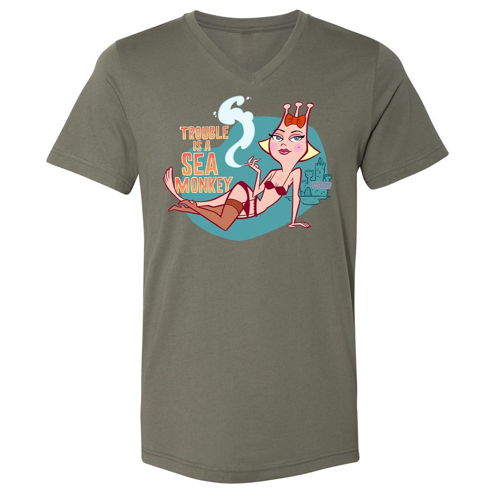 Unisex V-Neck T-Shirt - ZTNHL4H8 - Military Green - 10