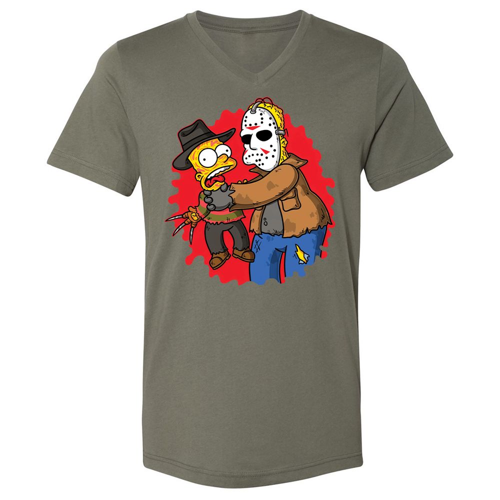 Unisex V-Neck T-Shirt - HCZ94N56 - Military Green - 10