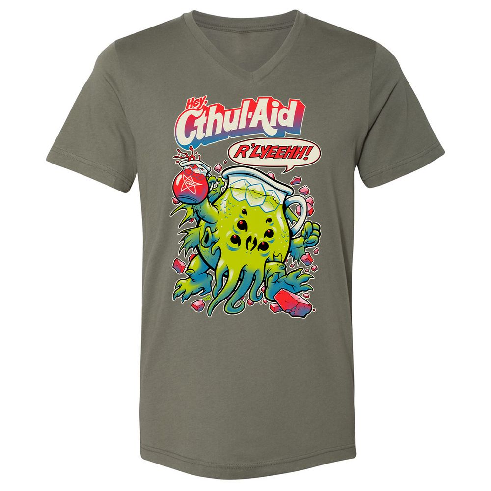 Unisex V-Neck T-Shirt - DKPARPGC - Military Green - 10