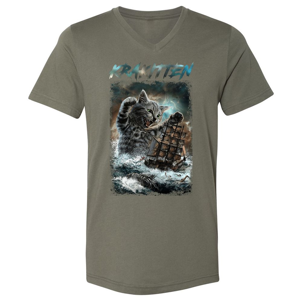 Unisex V-Neck T-Shirt - 2KDVBMXV - Military Green - 10