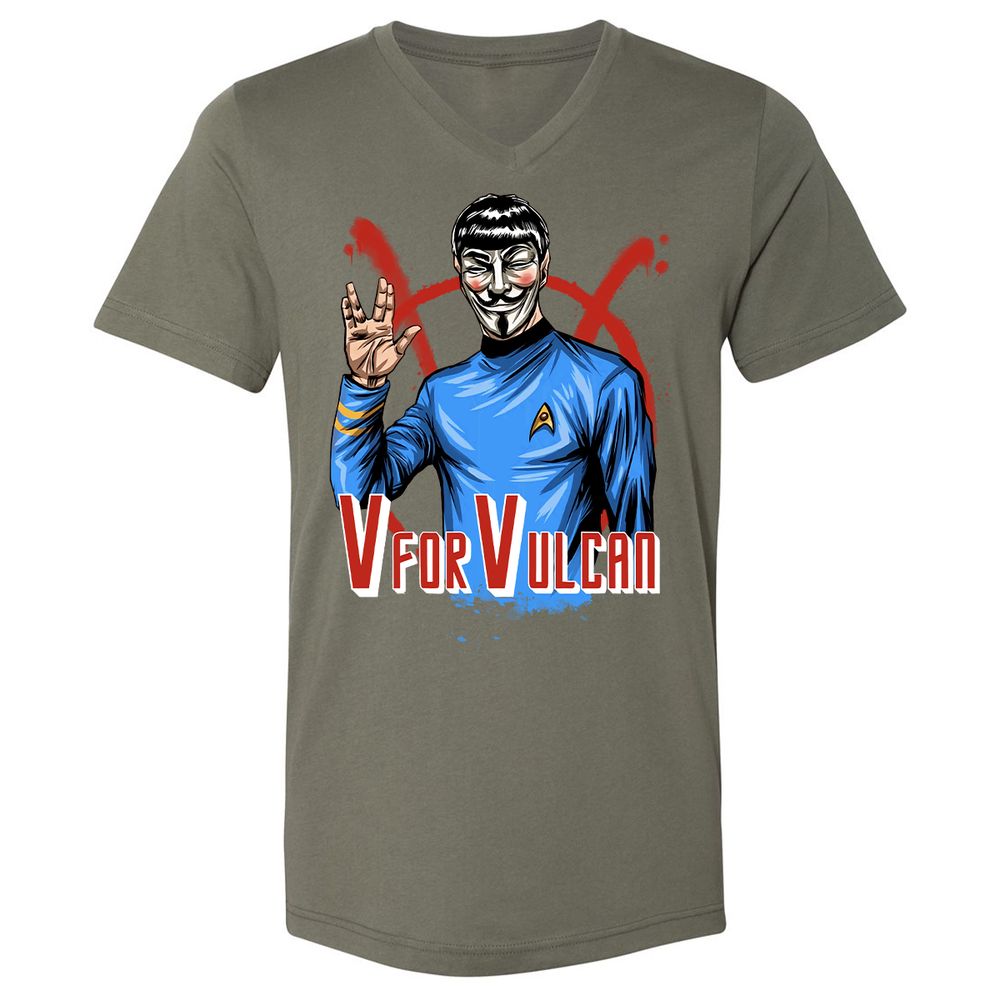 Unisex V-Neck T-Shirt - ZFHQZ5T9 - Military Green - 10