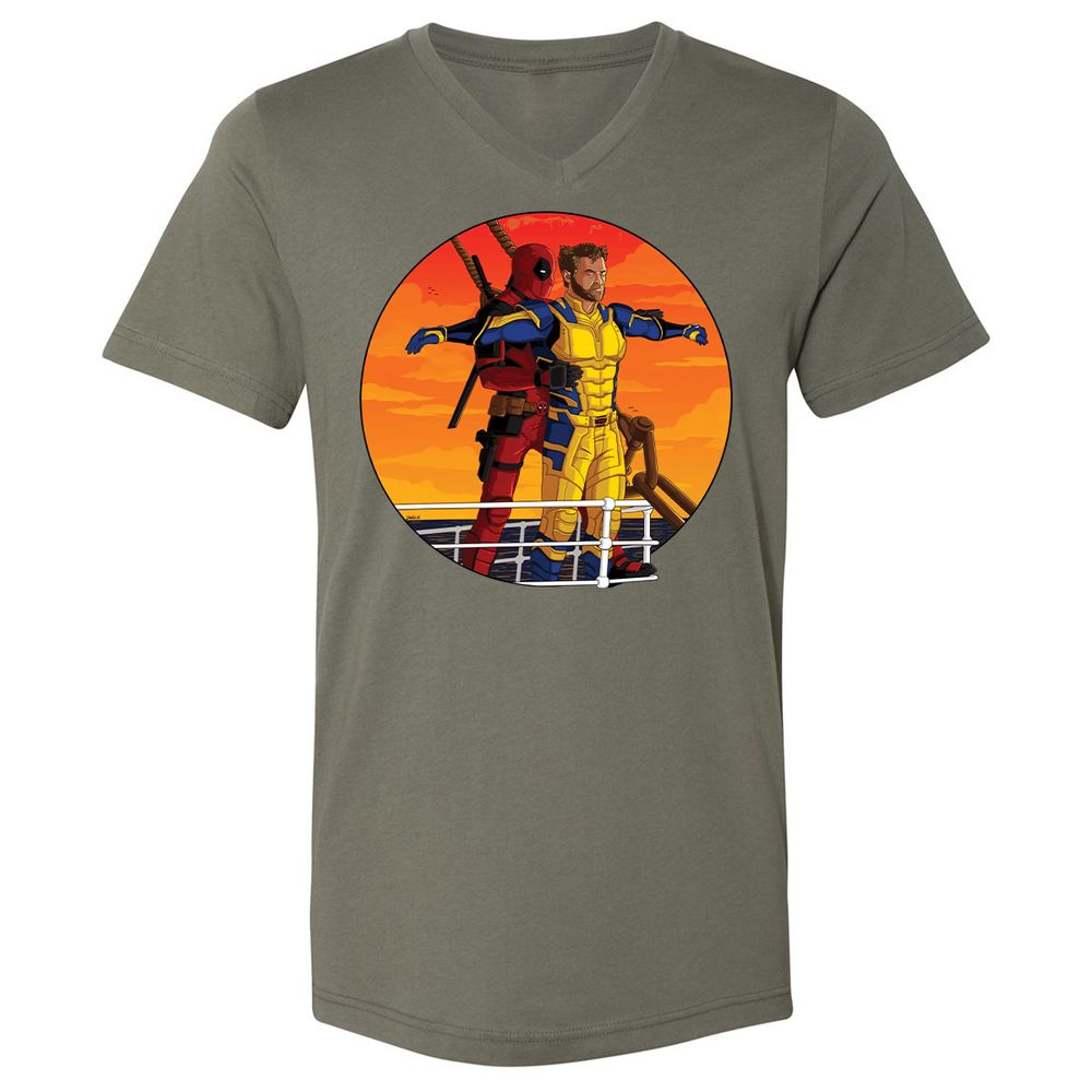 Unisex V-Neck T-Shirt - 1J8ZB4R5 - Military Green - 10