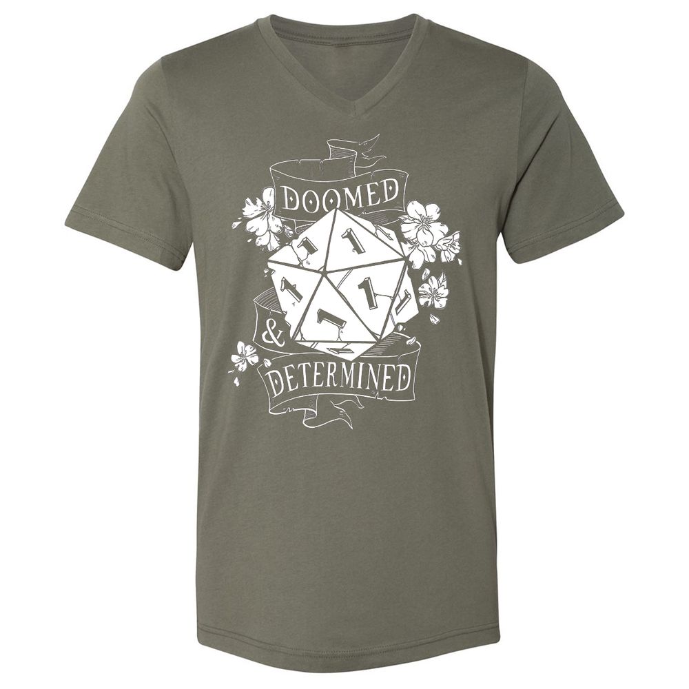 Unisex V-Neck T-Shirt - HQB9XJKM - Military Green - 10