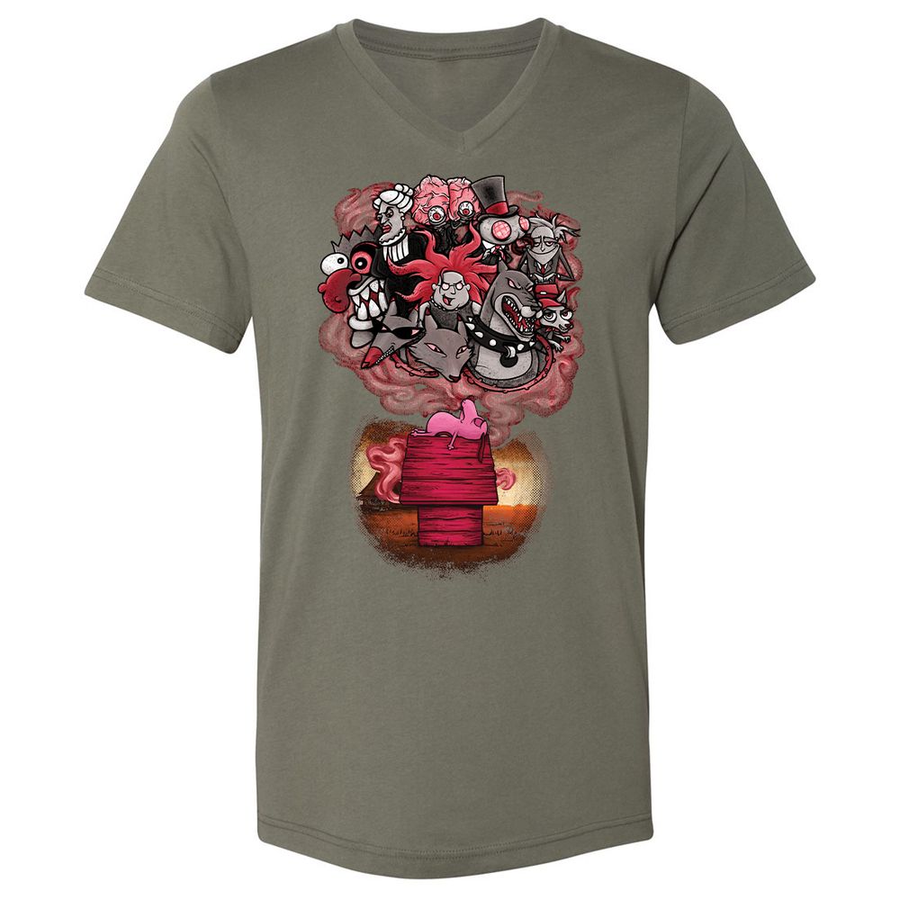 Unisex V-Neck T-Shirt - 7XVA3XHJ - Military Green - 10