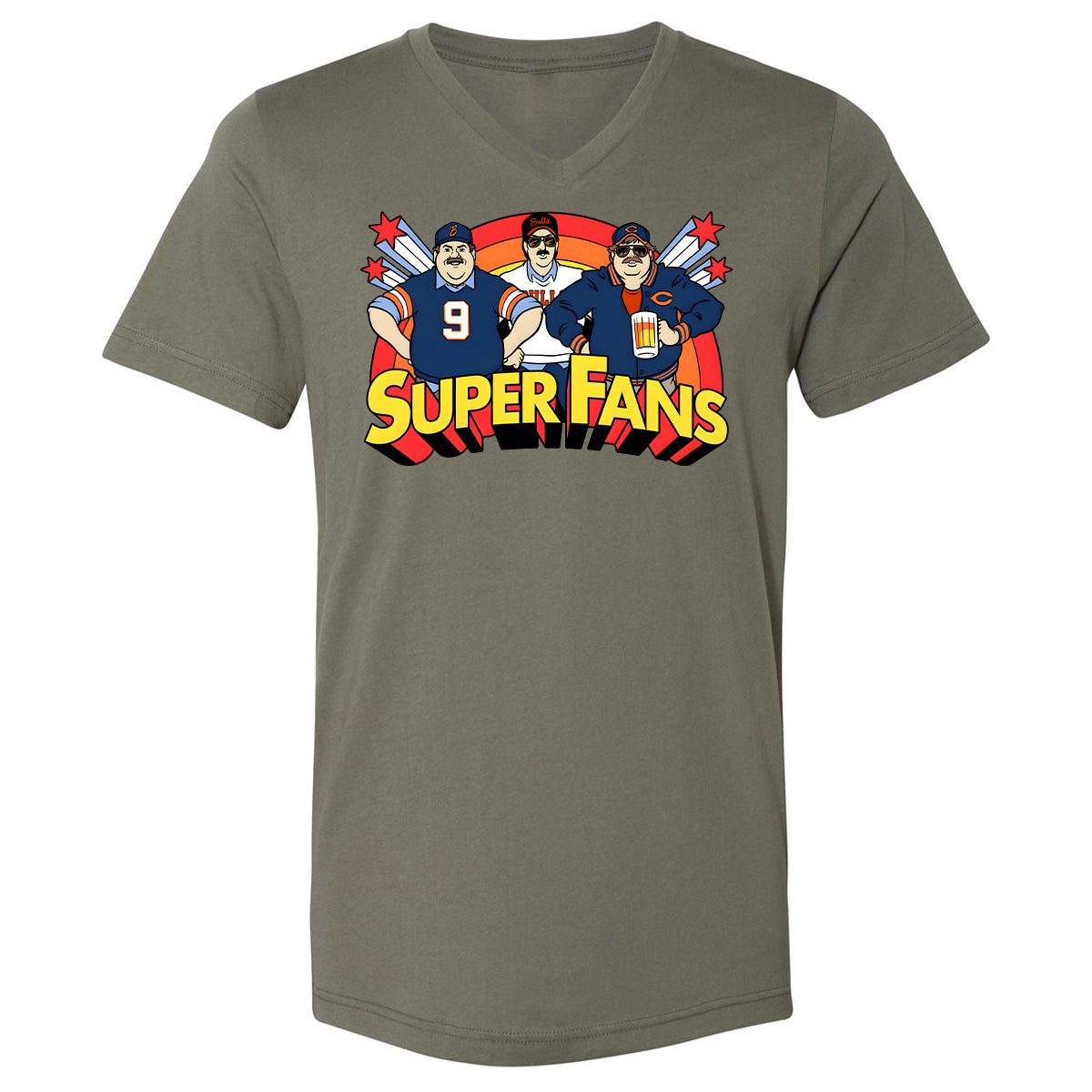 Unisex V-Neck T-Shirt - VUG7DDZ8 - Military Green - 10
