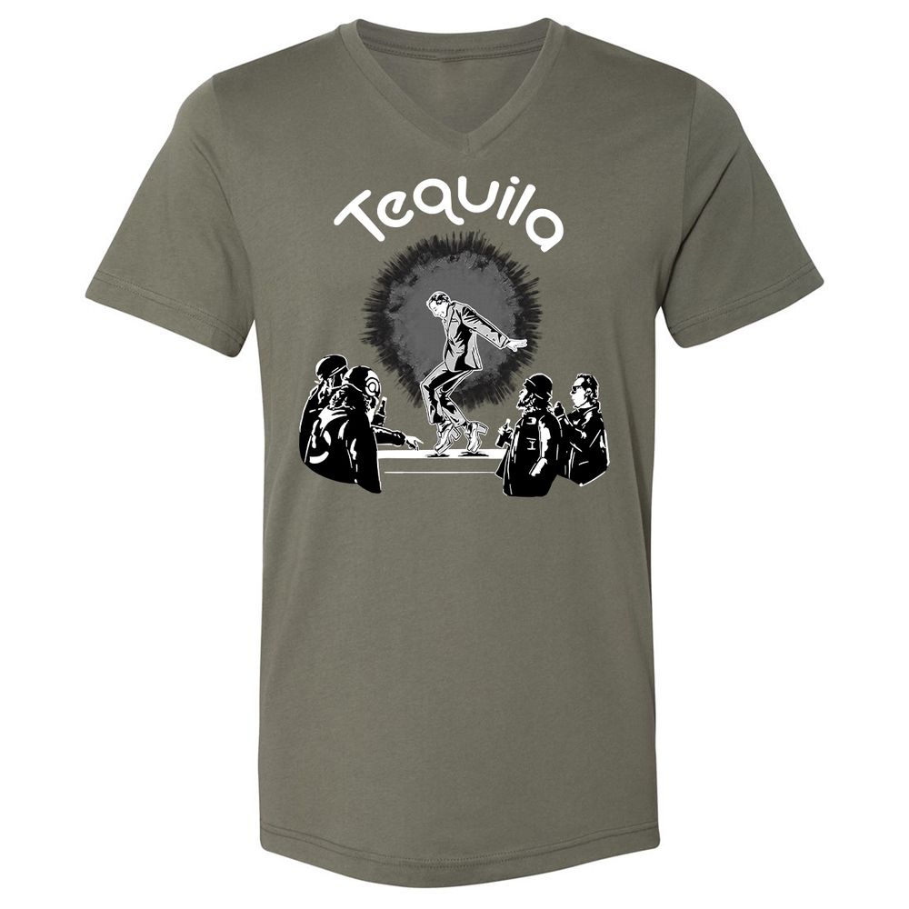 Unisex V-Neck T-Shirt - QRKM3NUU - Military Green - 10