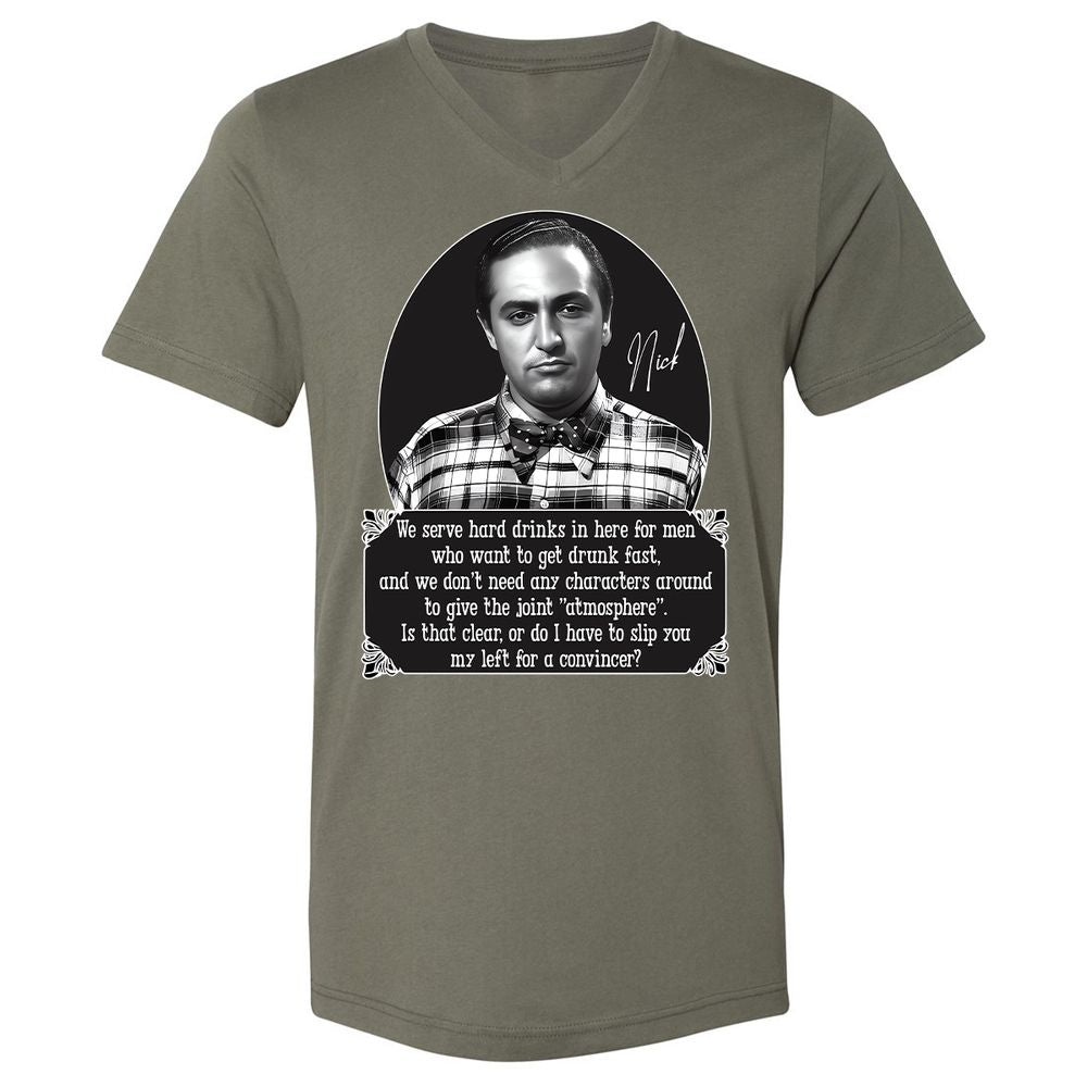 Unisex V-Neck T-Shirt - HN55QJZX - Military Green - 10