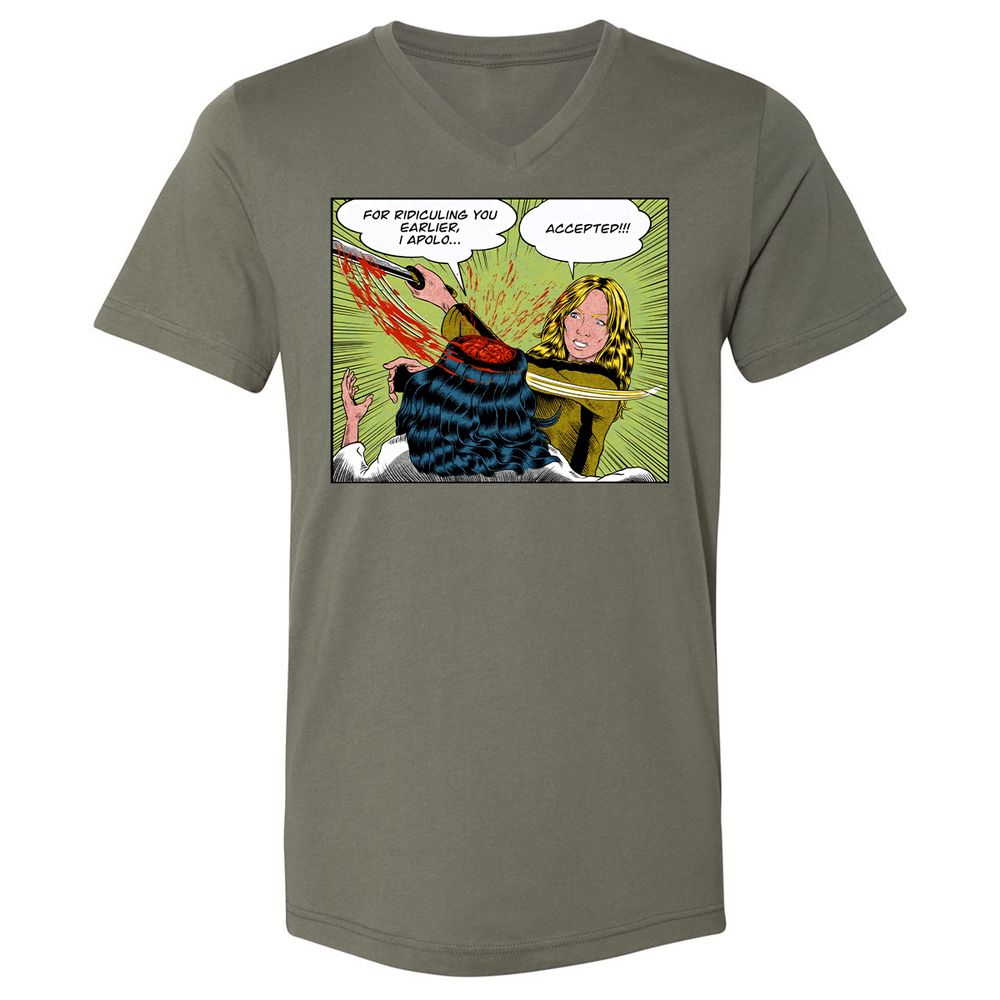 Unisex V-Neck T-Shirt - VNMTXBGW - Military Green - 10