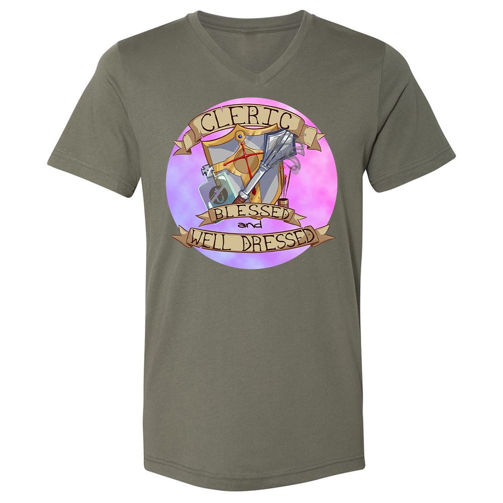 Unisex V-Neck T-Shirt - KEV3XK68 - Military Green - 10