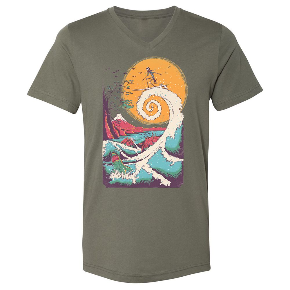 Unisex V-Neck T-Shirt - 5FHYNHPJ - Military Green - 10