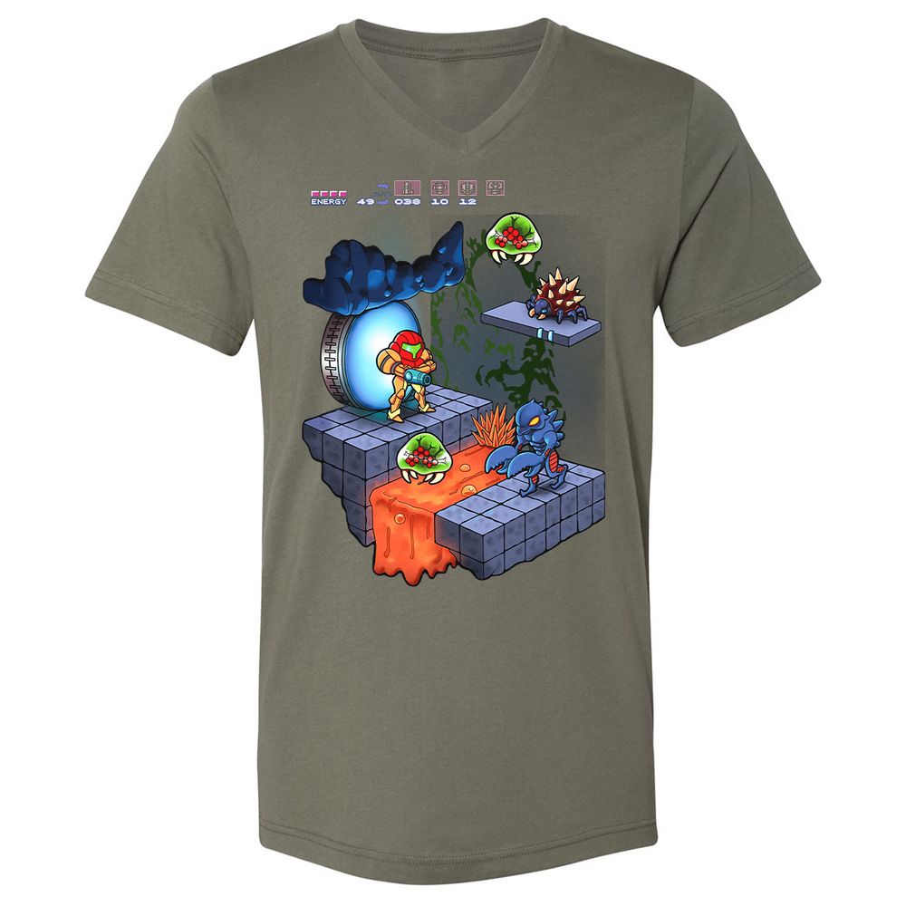 Unisex V-Neck T-Shirt - K3GPFWZM - Military Green - 10