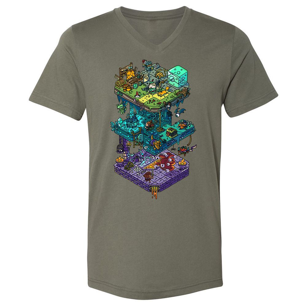 Unisex V-Neck T-Shirt - 5DHA3NEM - Military Green - 10