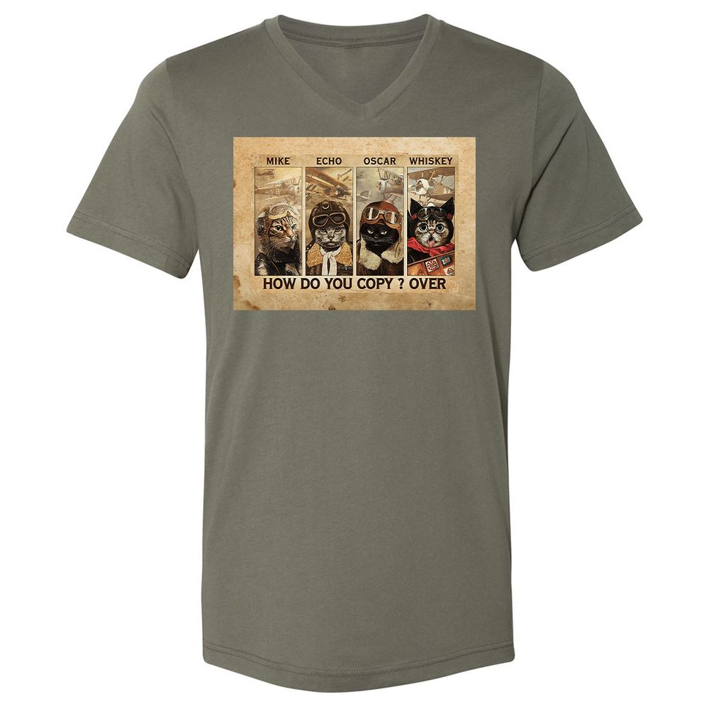 Unisex V-Neck T-Shirt - JG54EHYX - Military Green - 10