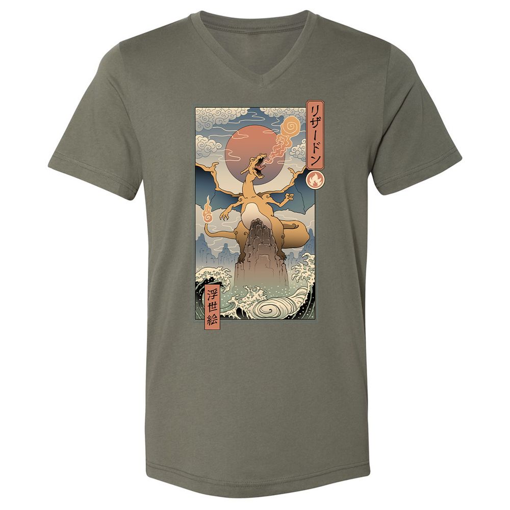 Unisex V-Neck T-Shirt - 2TA2N46J - Military Green - 10