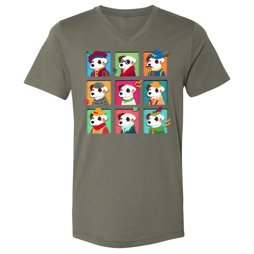 Unisex V-Neck T-Shirt - 6TJT3JP9 - Military Green - 10